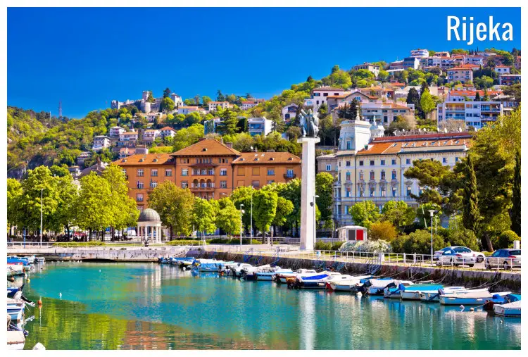 The colorful and hilly seaside scenic city of Rijeka in Croatia